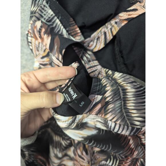 Hurley One Piece Rash Guard Set L/XL Black Floral Long Sleeve SPF 50+ Swim Suit - Picture 7 of 9